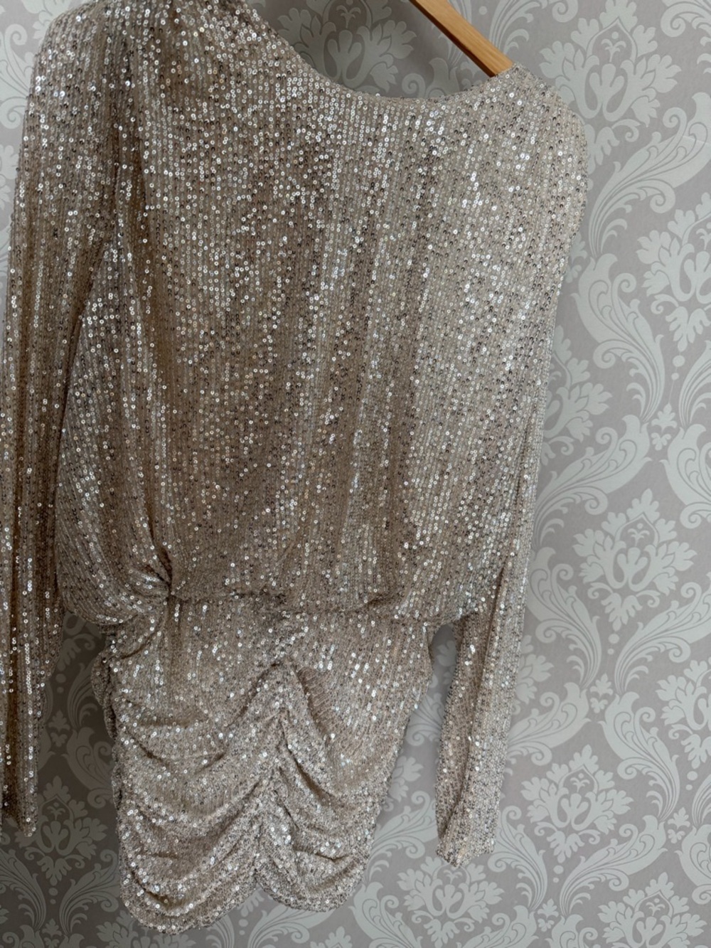 ENDLESS ROSE Ruched Sequin Mini Dress